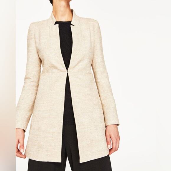 NWT Zara Tweed Tan Blazer Jacket - Picture 9 of 9